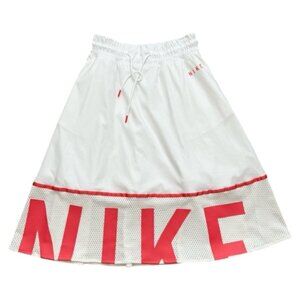NIKE Women’s White & Rust‎ Coral Big Logo Rare Skirt (893661 100)-Size S
